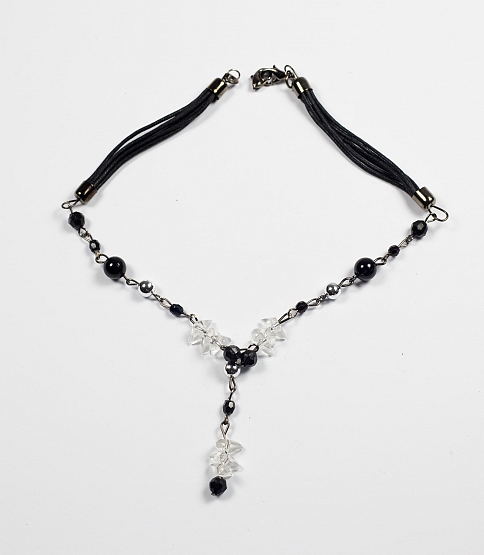 Black & Clear Beaded Chain Connector - Click Image to Close